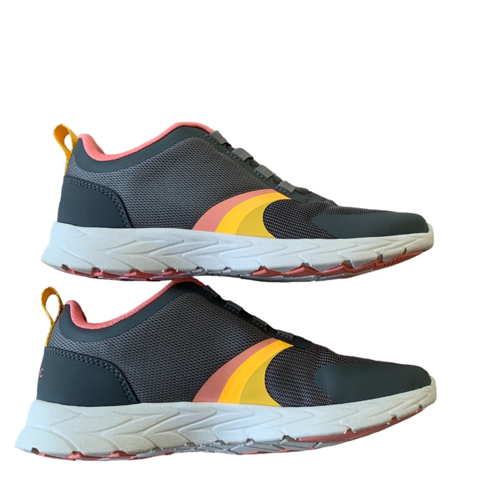 Vionic Layla Gray Sneakers with Pink and Yellow Accents Size 6.5